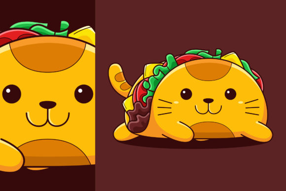 Download Cute Taco Cat Vector Cartoon Style - Style Collection
