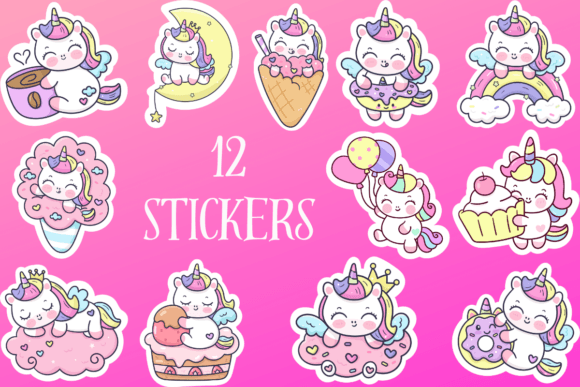 Download Cute Unicorn Sticker Set, Print &amp; Cut - Unicorn Collection
