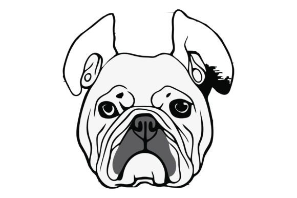 Download Little Buldog Head Line Art Design - Dog head line art Collection