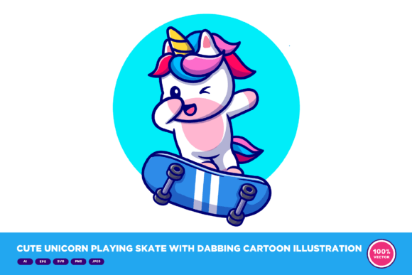Download Cute Unicorn Playing Skate with Dabbing - Unicorn Collection